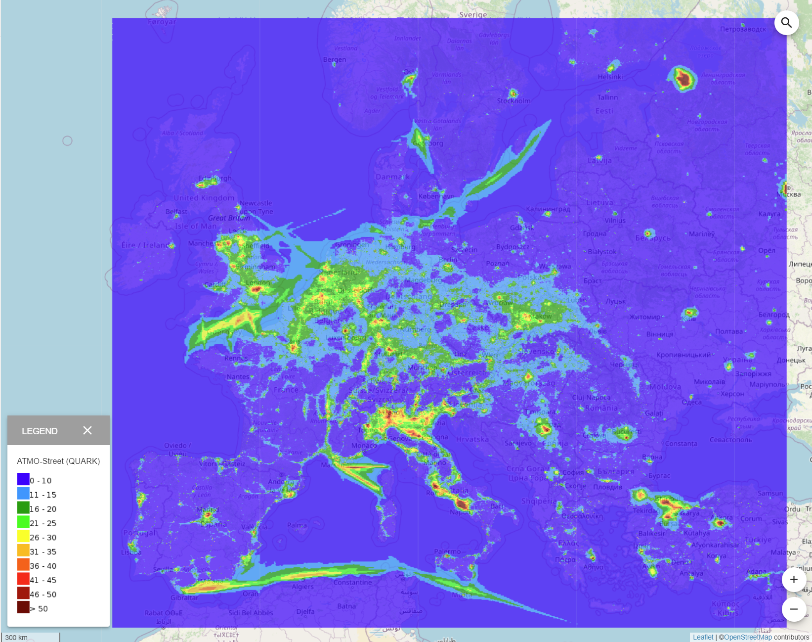 Quark NO2 map Europe