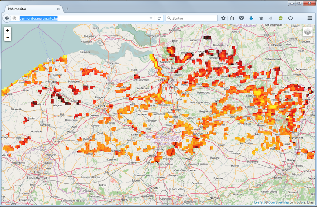 Web application for the Flemish policymakers to analysis nitrogen eutrophication in Flanders, highlighting areas exceeding the critical threshold.